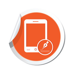 Phone note icon orange sticker vector