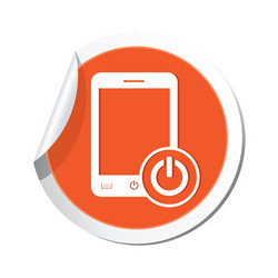 phone power icon orange sticker vector image