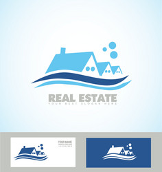 real estate blue house icon logo vector image