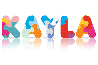 kayla written with alphabet puzzle vector image