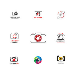 Camera icons and lens vector