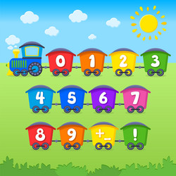 cartoon numbers train education vector image