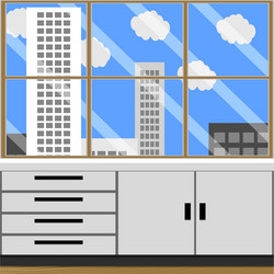 Office or laboratory room window city landscape vector