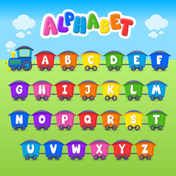 cartoon alphabet large letter font train vector image