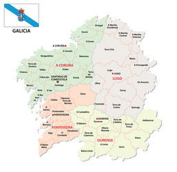 galicia administrative and political map vector image