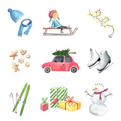 set of christmas graphic elements vector image