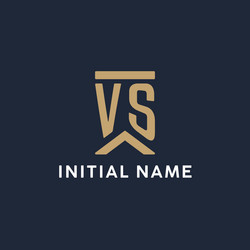 vs initial monogram logo design in a rectangular vector image