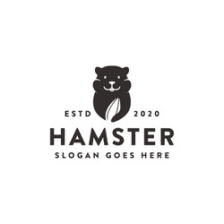 hamster and watermelon seed food snack logo vector image