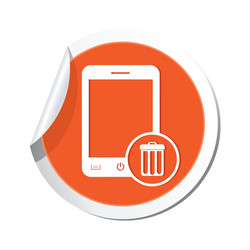 Phone trashcan icon orange sticker vector