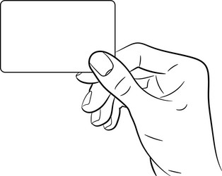 Hand holding a card on white background vector