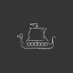 Old ship drawn in chalk icon vector