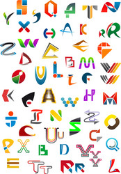 abstract geometric alphabet icons vector image