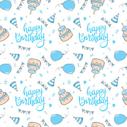 birthday seamless pattern hand drawn doodle vector image