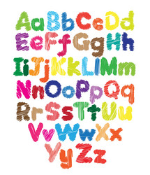 alphabet kids doodle colored hand drawing vector image