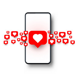 phone heart like social network white background vector image