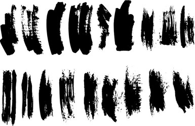 black ink grunge brush set strokes on white vector image