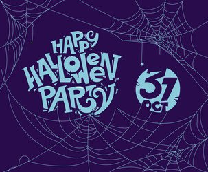 happy halloween party banner with spiders web vector image