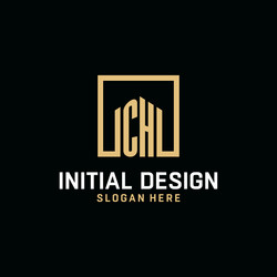 ch initial monogram logo design with square shape vector image