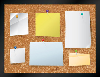 corkboard bulletin board and pinned notes vector image