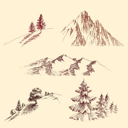 nature design elements set mountain peaks vector image