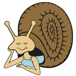 cartoon snail with womans body lies in a brown vector image