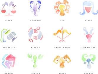 zodiac signs set of hand drawn watercolor vector image