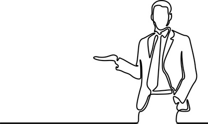 continuous line drawing businessman tells vector image