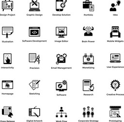 web and graphic designing glyph icons set 5 vector image