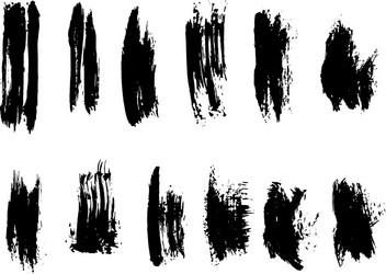 black ink grunge brush set strokes on white vector image