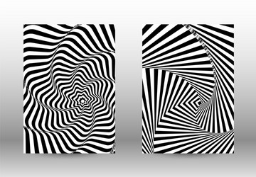 Set of abstract patterns with distorted lines vector