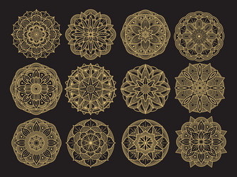 golden mandala set design asian arabian korean vector image