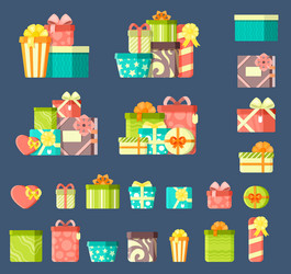 birthday gifts with ribbons flat vector image