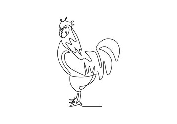 chicken rooster continuous one line drawing vector image