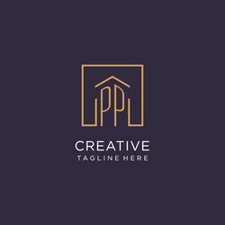 Pp initial square logo design modern and luxury vector