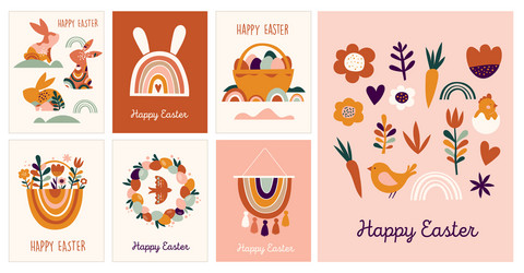 boho easter concept design greeting cards vector image