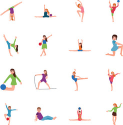 gymnastic poses flat icons pack vector image