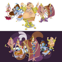 set of isolated indian gods meditation in yoga vector image