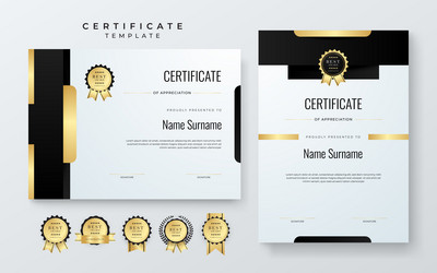 Gold white and black certificate of appreciation vector