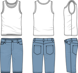 set of male vest and jeans shorts vector image