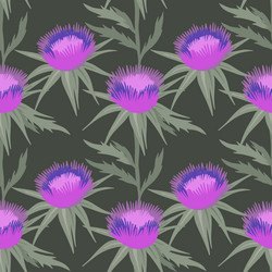 seamless pattern ws purple flowering milk thistle vector image