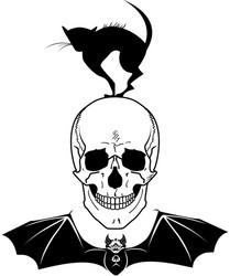 skull cat and bat vector image