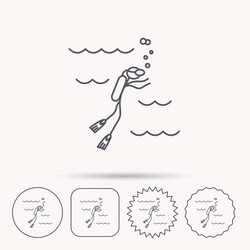 diving icon swimming underwater with tube sign vector image