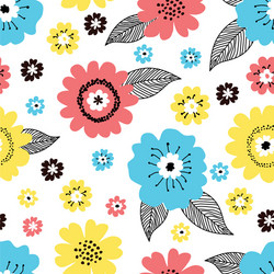 seamless cute floral pattern with hand drawn vector image