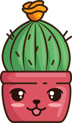 pot with desert plant kawaii character vector image