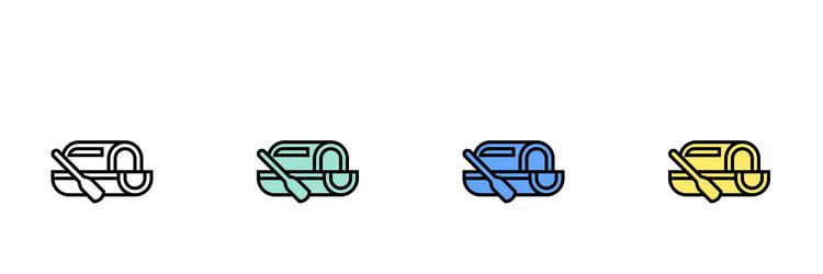 boat icon outline green blue and yellow style vector image