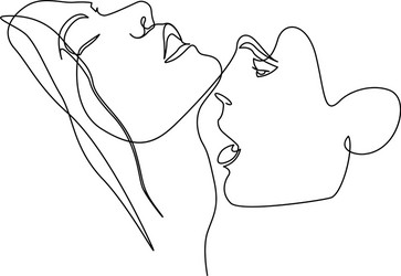 continuous one line beautiful woman and man kisses vector image