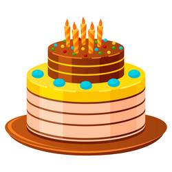 birthday cake with candles and multicolored vector image