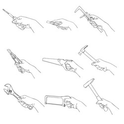 hands with different instruments vector image