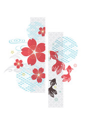 japanese background with red carp fish element vector image