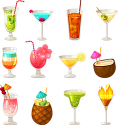 club cocktails icons set vector image